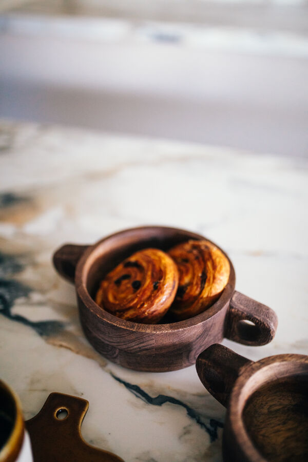 Pomax CHANELLE - Kom - Mango Hout - L 27 X W 17 X H 7 Cm - Walnoot