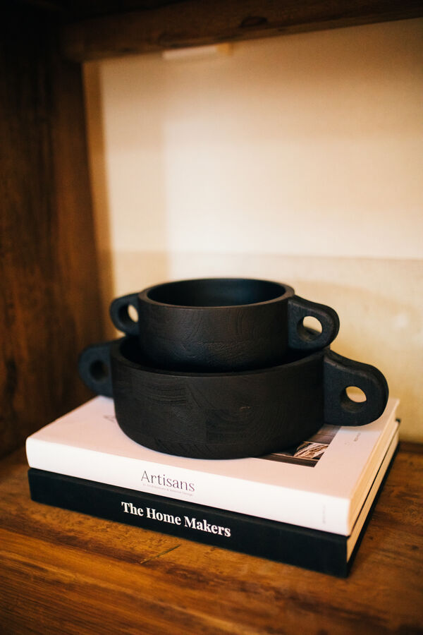 Pomax CHANELLE - Kom - Mango Hout - L 27 X W 17 X H 7 Cm - Zwart