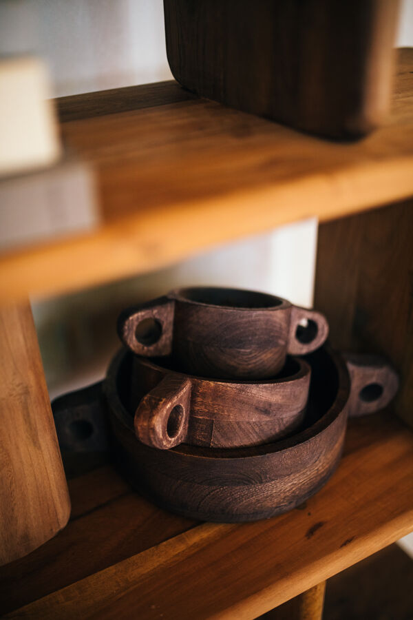 Pomax CHANELLE - Kom - Mango Hout - L 36 5 X W 24 X H 9 Cm - Walnoot