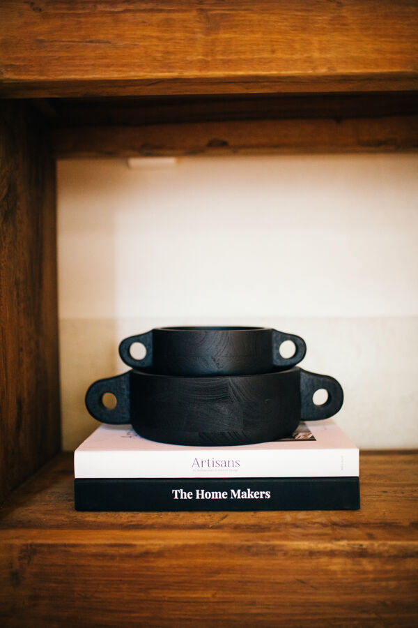 Pomax CHANELLE - Kom - Mango Hout - L 36 5 X W 24 X H 9 Cm - Zwart