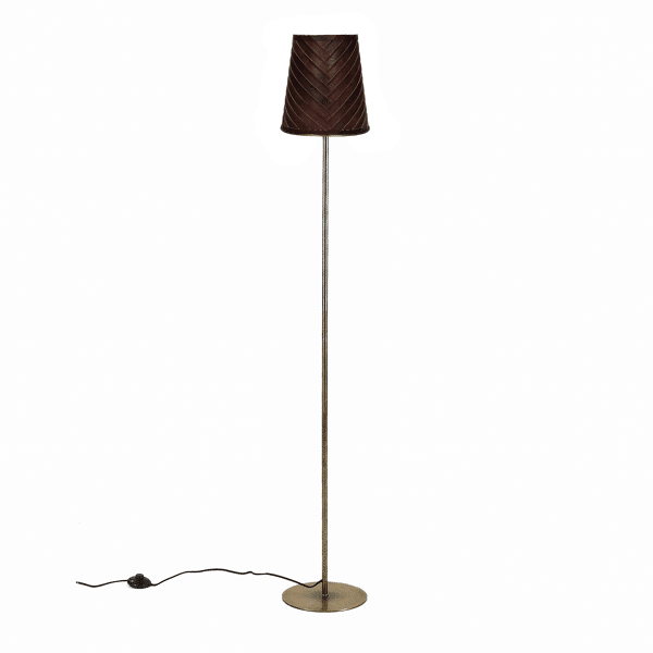 pomax CINETTE - vloerlamp - metaal / leder - DIA 25 x H 155 cm - chocolade