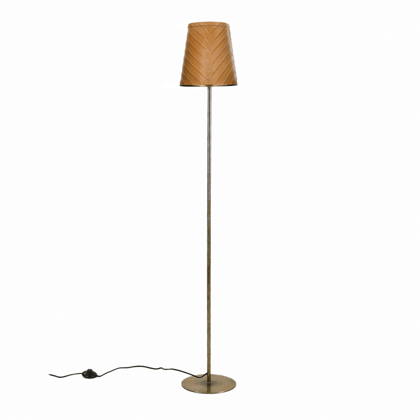 pomax CINETTE - vloerlamp - metaal / leder - DIA 25 x H 155 cm - latte