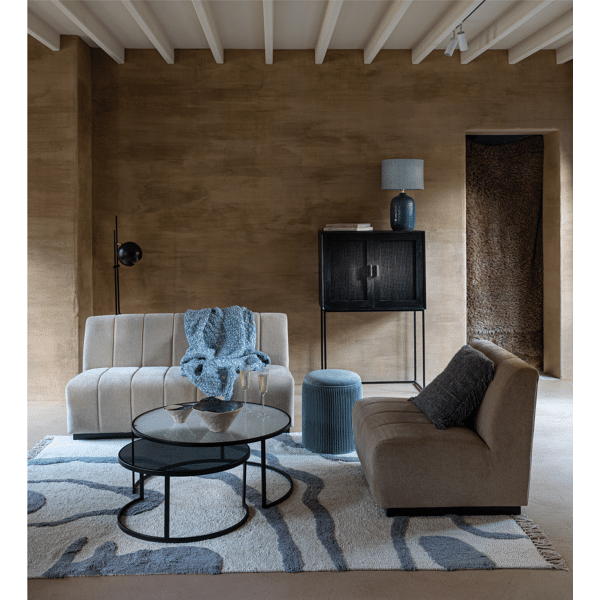 Pomax CLAUDIA - Set/2 Salontafels - Metaal / Glas - DIA 60/80 X H 30/35 Cm - Zwart