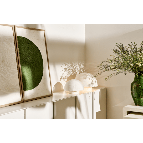 Pomax COMPETA - Tafellamp - Papier Mâché - DIA 30 X H 19 Cm - Wit