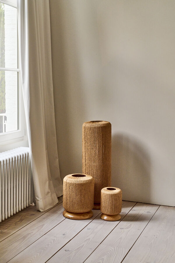 Pomax CORDERA - Vloerlamp - Gevlochten Papier / Rubberhout - DIA 30 X H 89 Cm - Naturel