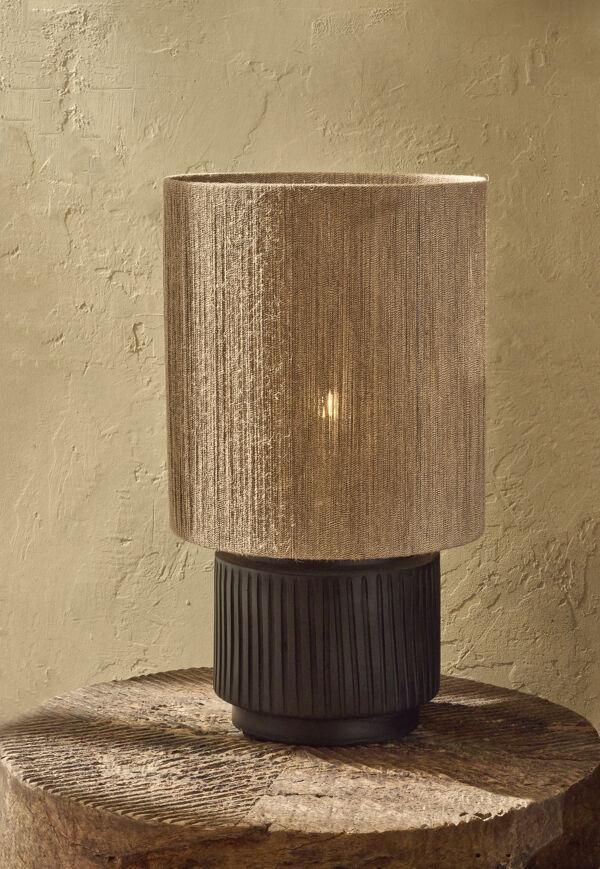 Pomax CORDOBA - Tafellamp - Terracotta / Jute - DIA 38 X H 66 Cm - Zwart