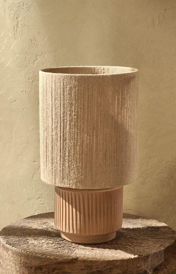Pomax CORDOBA - Tafellamp - Terracotta / Jute - DIA 38 X H 66 Cm - Terracotta