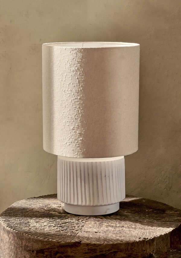 Pomax CORDOBA - Tafellamp - Terracotta / Stof - DIA 38 X H 66 Cm - Wit