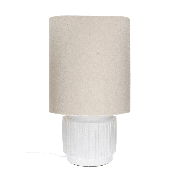 pomax CORDOBA - tafellamp - terracotta / stof - DIA 38 x H 66 cm - wit