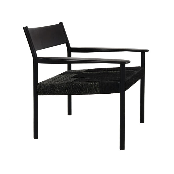 Pomax CULLINAN - Loungestoel - Mango Hout / Zeegras - L 66 5 X W 72 5 X H 74 Cm - Zwart