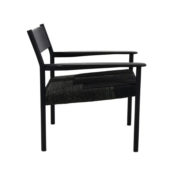 Pomax CULLINAN - Loungestoel - Mango Hout / Zeegras - L 66 5 X W 72 5 X H 74 Cm - Zwart