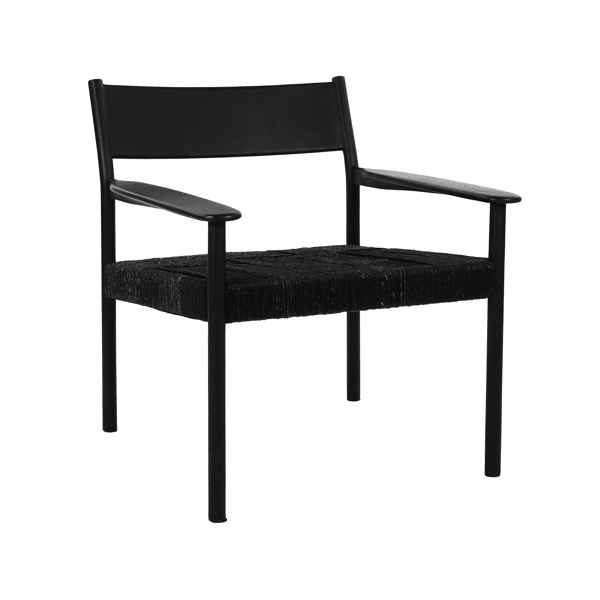 pomax CULLINAN - loungestoel - mango hout / zeegras - L 66 5 x W 72 5 x H 74 cm - zwart