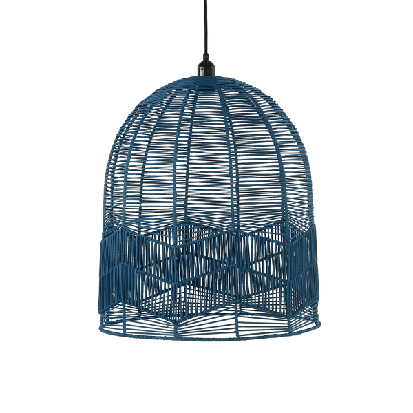 pomax CYPRUS - hanglamp - rotan / metaal - DIA 45 x H 50 cm - grijsblauw