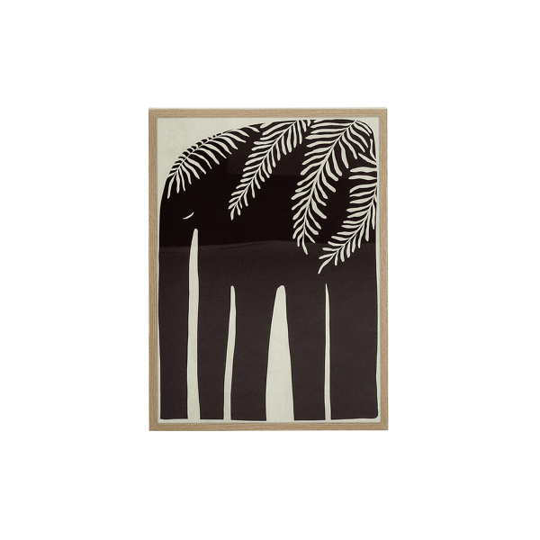 pomax ELEFANTE - muur deco - canvas / hout - L 52 5 x W 3 x H 72 5 cm - zwart/wit