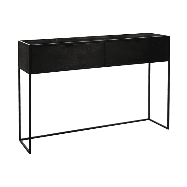 pomax ESZENTIAL - console meubel met 2 lades - metaal / sparrenhout - L 120 x W 30 x H 80 cm - zwart