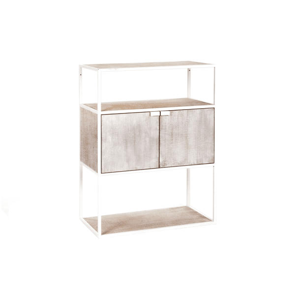 pomax ESZENTIAL - rek 2 deuren - metaal / sparrenhout - L 60 x W 30 x H 80 cm - naturel/wit