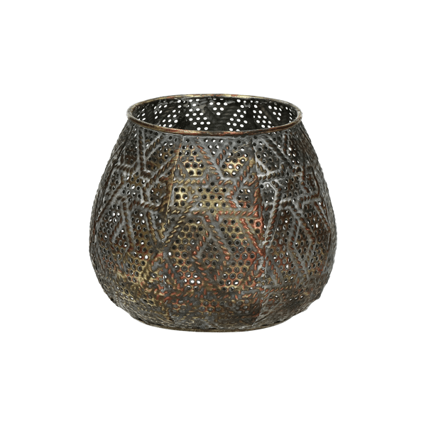 pomax FABIAN - windlicht - metaal / glas - DIA 13 x H 10 5 cm - brons