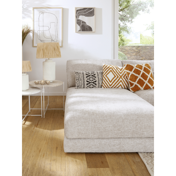 Pomax FELISA - Tafellamp - Papier Mâché / Raffia - DIA 25 X H 42 Cm - Wit