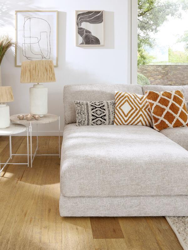 Pomax FELISA - Tafellamp - Papier Mâché / Raffia - DIA 40 X H 62 Cm - Wit