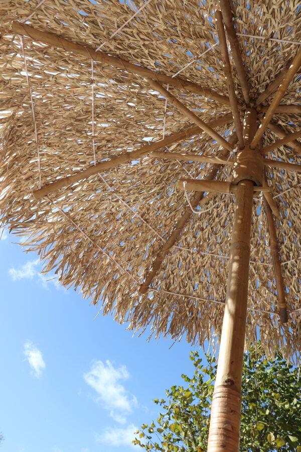 Pomax FIDJI - Parasol - Mendong Gras / Bamboe - DIA 150 X H 240 Cm - Naturel