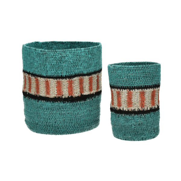 pomax FIESTA - set/2 manden - zeegras - DIA 9/15 x H 15/18 cm - aqua