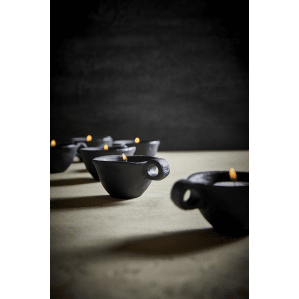 Pomax FINN - Theelichthouder - Aluminium - L 9 X W 7 5 X H 4 Cm - Zwart