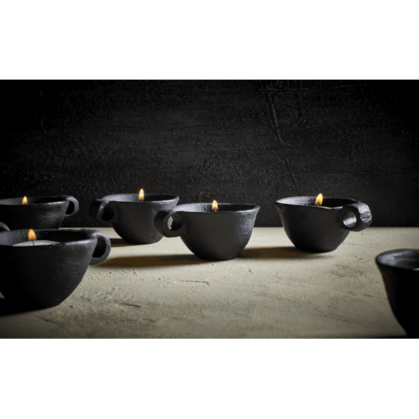 Pomax FINN - Theelichthouder - Aluminium - L 9 X W 7 5 X H 4 Cm - Zwart