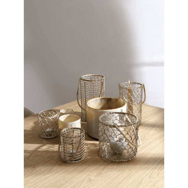 Pomax FIRENZE - Kaars 3 Wieken - Paraffine Wax / Glas - DIA 12 5 X H 14 Cm - Beige