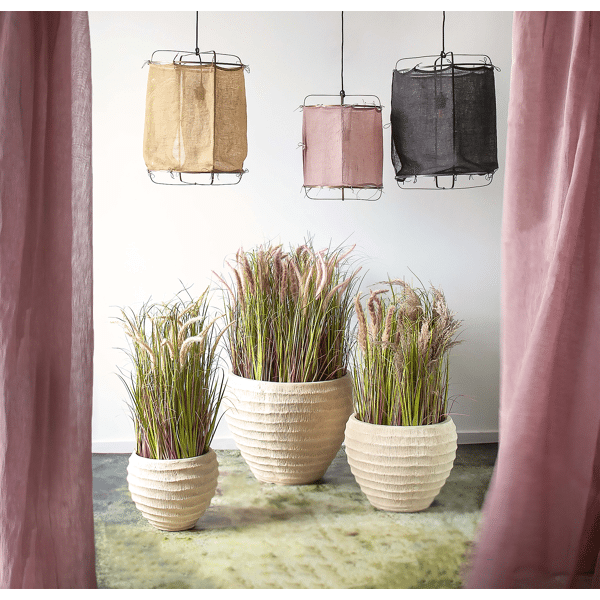 Pomax GRISHA - Hanglamp - Metaal / Linnen - DIA 38 X H 50 Cm - Zwart