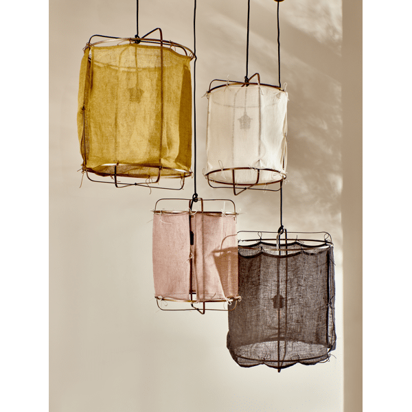 Pomax GRISHA - Hanglamp - Metaal / Linnen - DIA 38 X H 50 Cm - Zwart