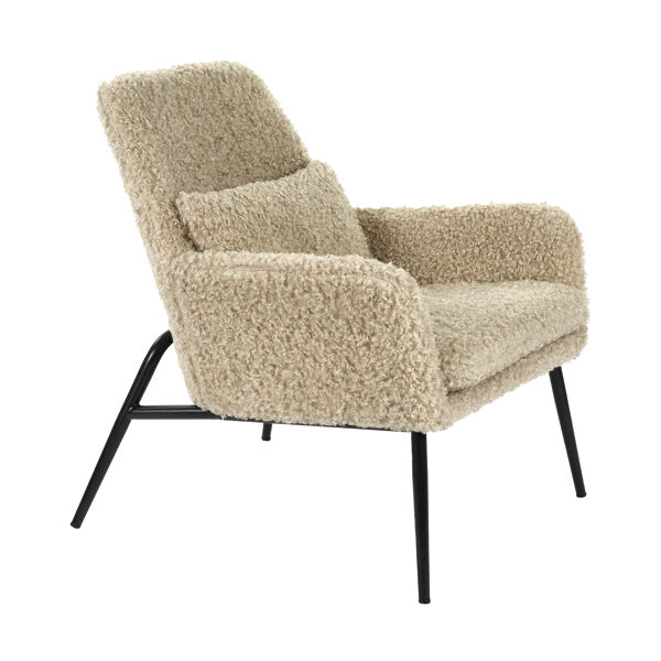 Pomax HAILEY - Loungestoel - Stof / Metaal - L 66 X W 75 X H 77 Cm - Beige