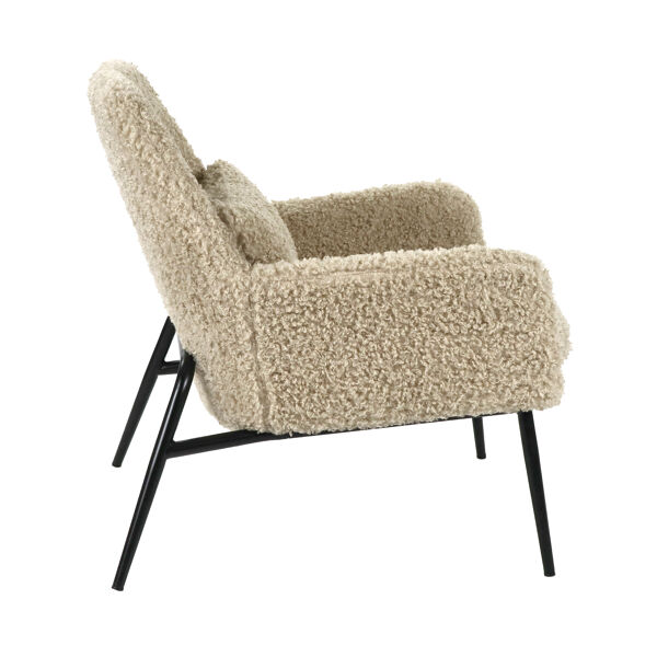 Pomax HAILEY - Loungestoel - Stof / Metaal - L 66 X W 75 X H 77 Cm - Beige