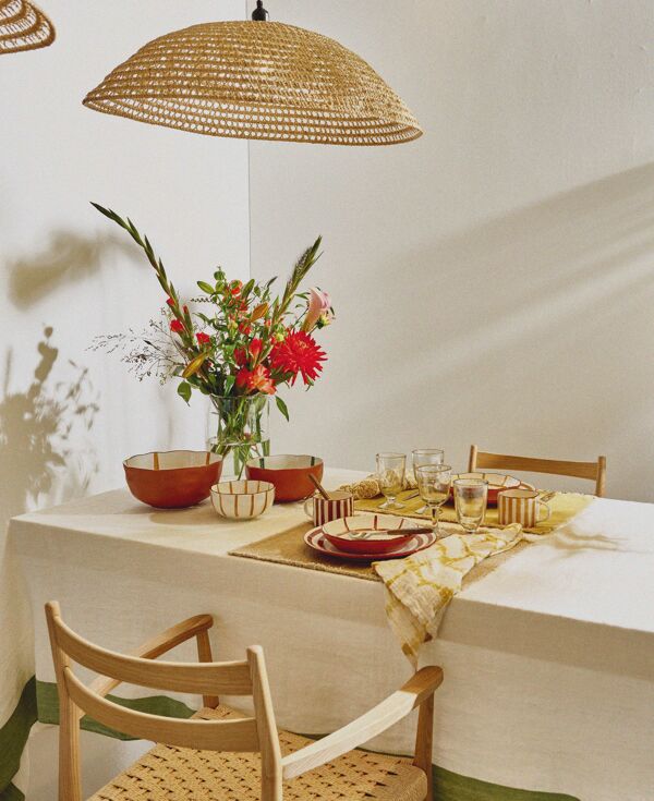 Pomax INDIAN SUMMER - Tafelkleed - Linnen - L 350 X W 170 Cm - Groen