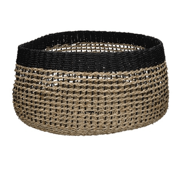 pomax INEZ - set/4 manden - papier / zeegras - DIA 17/23/32/42 x H 14/19/24/27 cm - zwart/wit