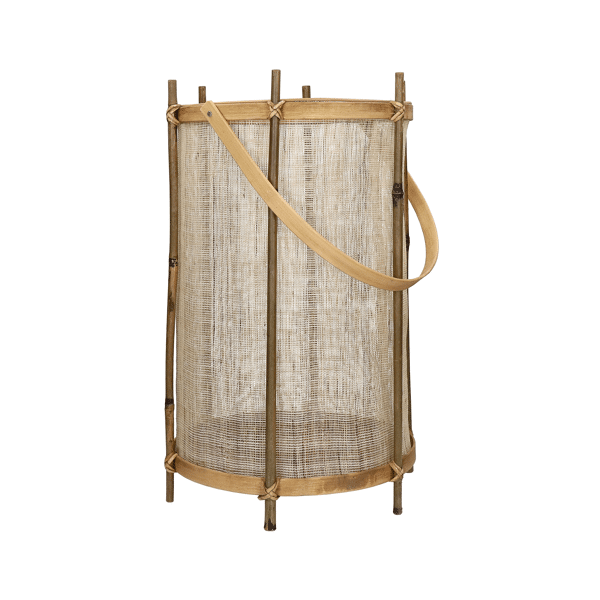 pomax KASAI - set/3 lantaarns - bamboe / linnen - DIA 13/18 5/30 5 x H 24/36 5/50 5 cm - naturel