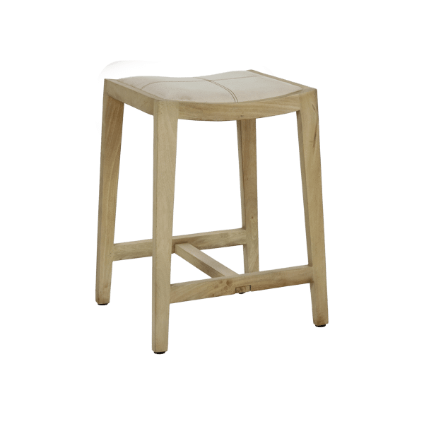 pomax KENT - barkruk - mango hout / katoen - L 40 x W 35 x H 65 cm - naturel