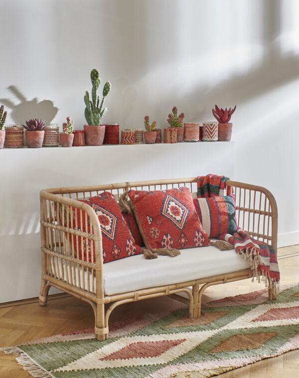 Pomax KRETA - Plaid - Linnen / Viscose - L 150 X W 125 Cm - Veelkleurig