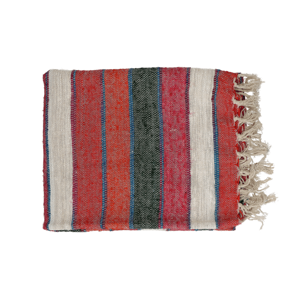 pomax KRETA - plaid - linnen / viscose - L 150 x W 125 cm - veelkleurig