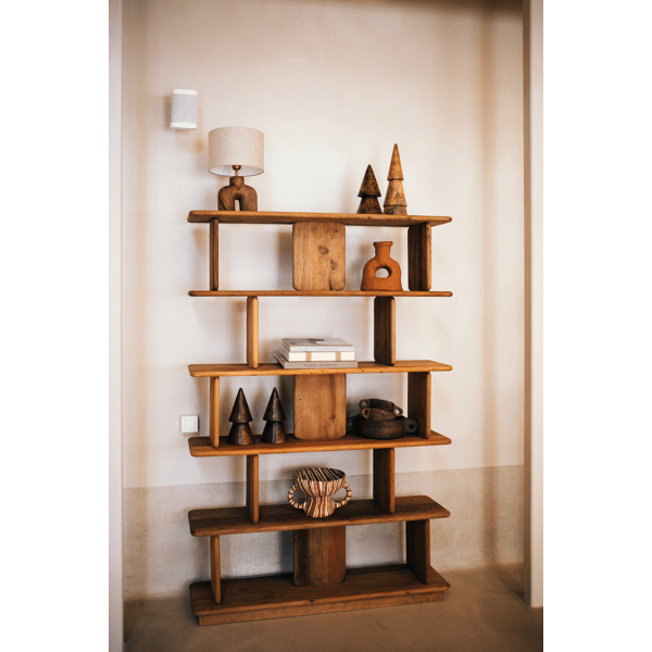 Pomax LAMPEDUSA - Tafellamp - Mango Hout / Linnen - DIA 25 X H 38 Cm - Bruin