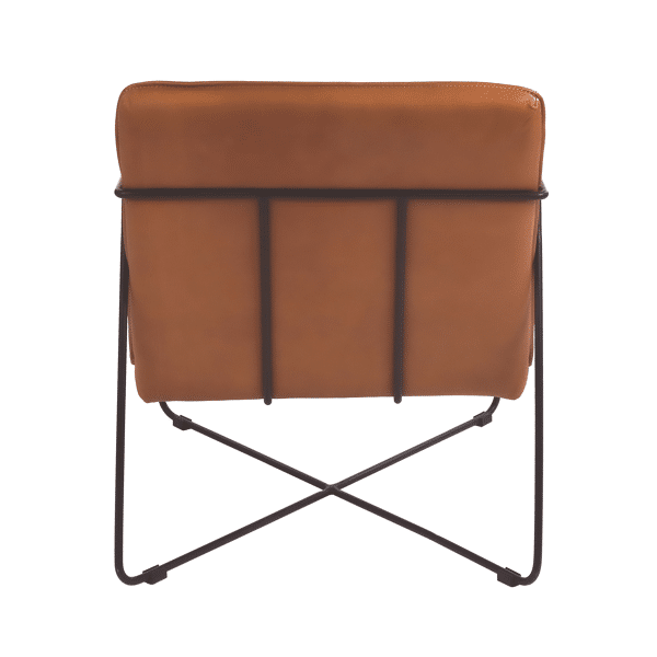 Pomax LEONARD - Relax Stoel - Pu Leder / Metaal - L 60 X W 77 X H 73 Cm - Kaneel