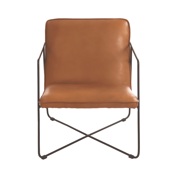 pomax LEONARD - relax stoel - pu leder / metaal - L 60 x W 77 x H 73 cm - kaneel