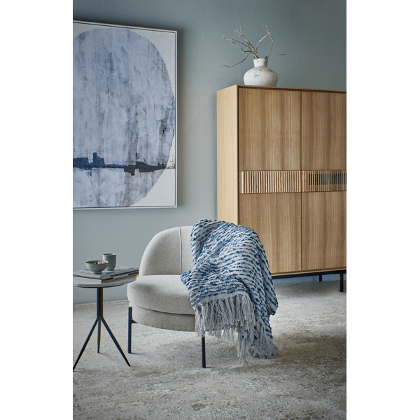 Pomax LINDO - Plaid - Polyester / Acryl - L 150 X W 125 Cm - Grijsblauw