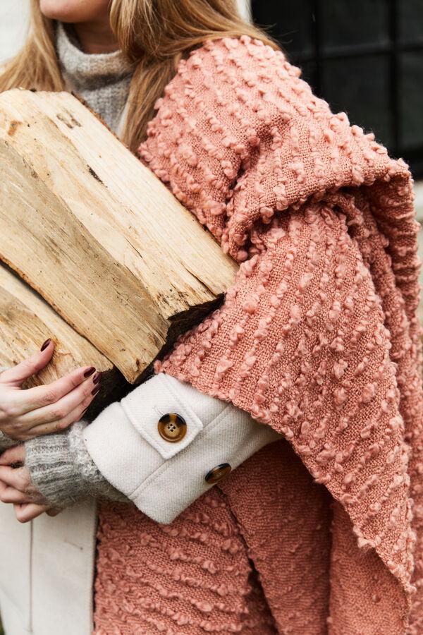 Pomax LINETTE - Plaid - Polyester / Acryl - L 150 X W 125 Cm - Perzik