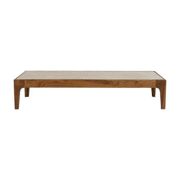 Pomax LIVORNO - Salontafel - Acacia Hout / Travertijn - L 130 X W 50 X H 26 Cm - Ivoor