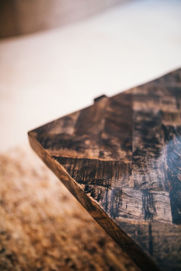 Pomax LOXTON - Salontafel - Mango Hout / Metaal - L 122 X W 65 X H 36 Cm - Donkerbruin