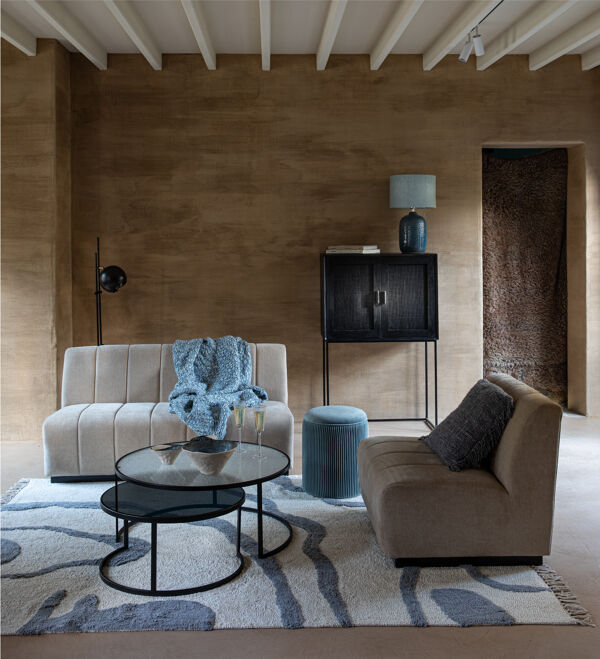 Pomax LUZ - Tafellamp - Keramiek / Stof - DIA 33 X H 55 5 Cm - Ijsblauw