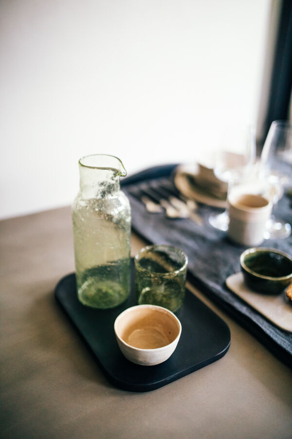 Pomax MACLEAR - Dienblad - Acacia Hout - L 28 X W 20 X H 1 25 Cm - Zwart