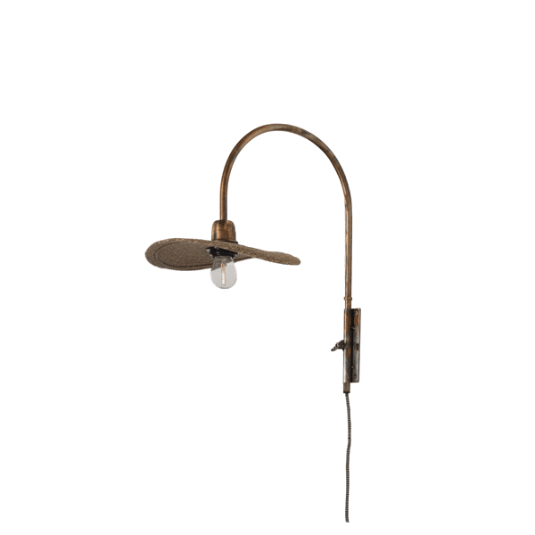 pomax MAGNOLI - wandlamp - moonj gras / metaal - L 28 x W 5 5 x H 45 cm - koper