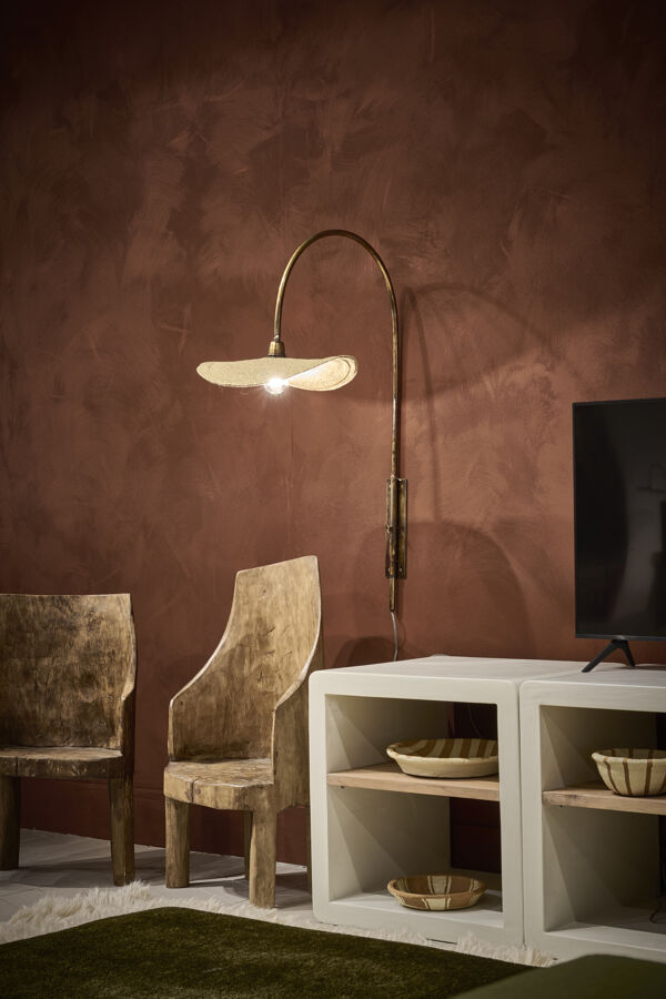Pomax MAGNOLI - Wandlamp - Moonj Gras / Metaal - L 52 X W 6 5 X H 100 Cm - Koper