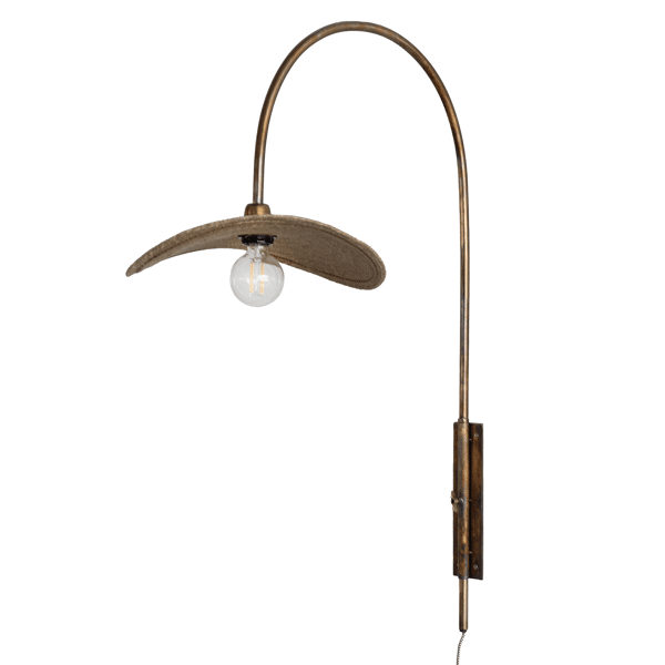 pomax MAGNOLI - wandlamp - moonj gras / metaal - L 52 x W 6 5 x H 100 cm - koper